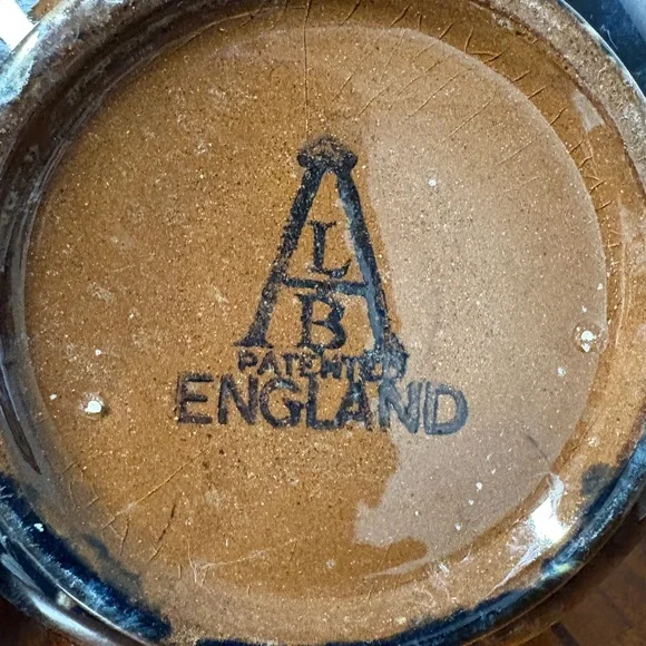 Vintage A.L.B. England Drip Glaze Teapot Brown Blue‎ Mid Century English Pottery - Picture 7 of 7